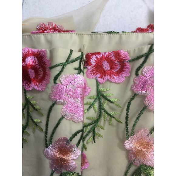 AW BRIDAL SZ 6 s cream Carmelita tulle embroidered floral maxi dress NWT B126 - Picture 7 of 8